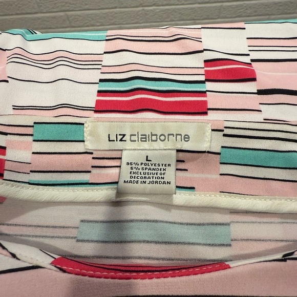 Liz Claiborne White and Red Boxy Blouse - Picture 3 of 3